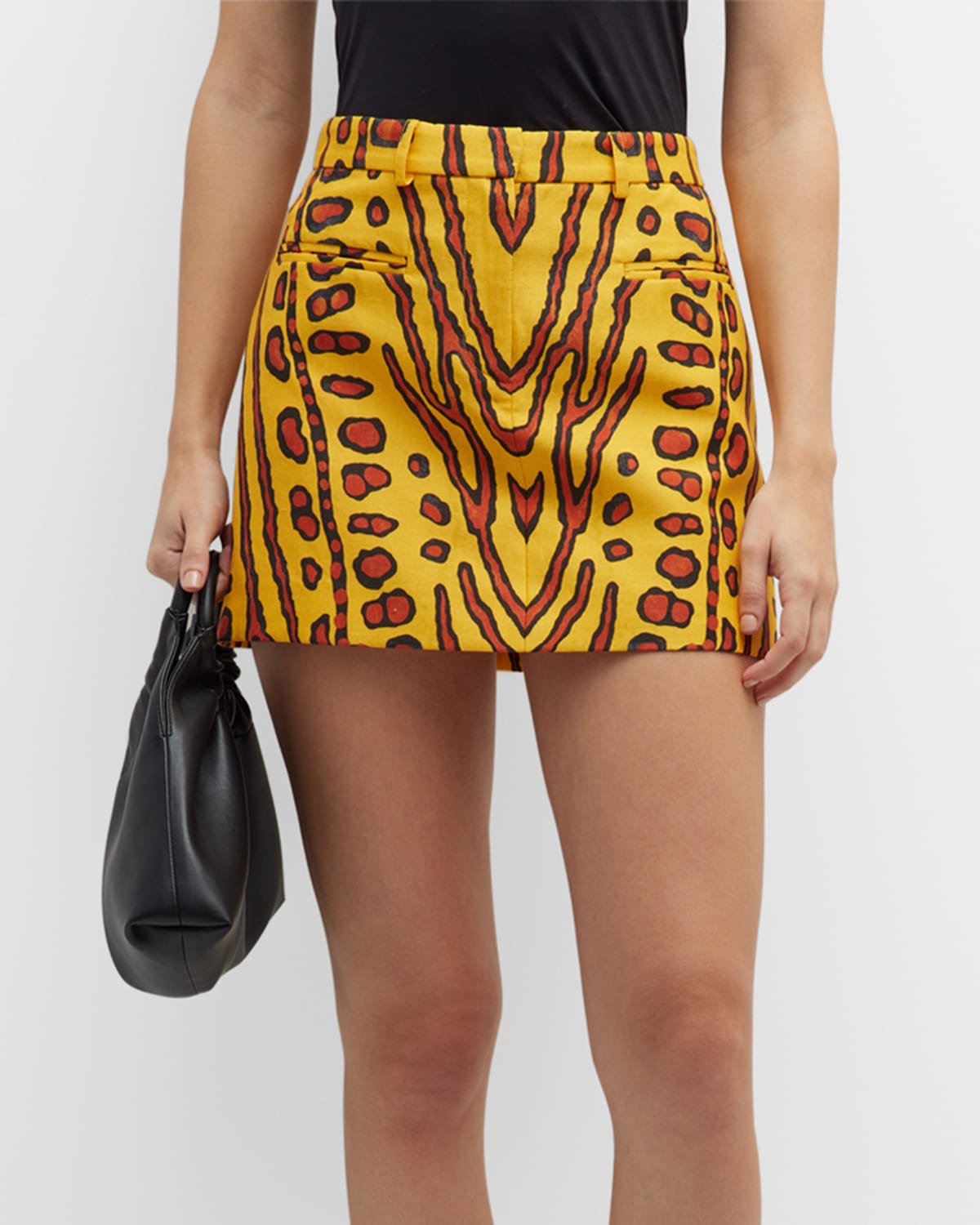 Altuzarra Zola Printed Lyocell And Linen-blend Mini Skirt In Butterscotch