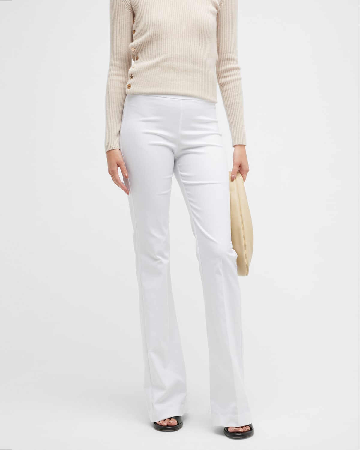 Avenue Montaigne Bellini Twill Flare Pants In White