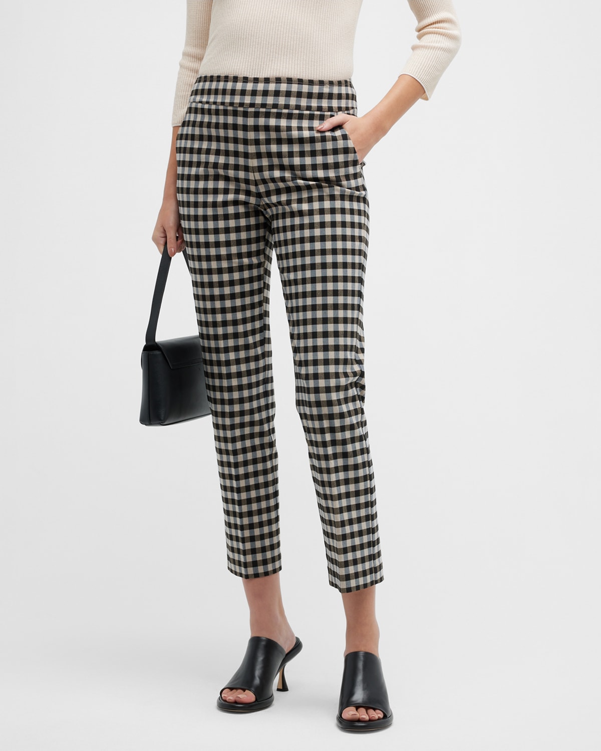 Avenue Montaigne Lulu Cropped Gingham-Print Pants