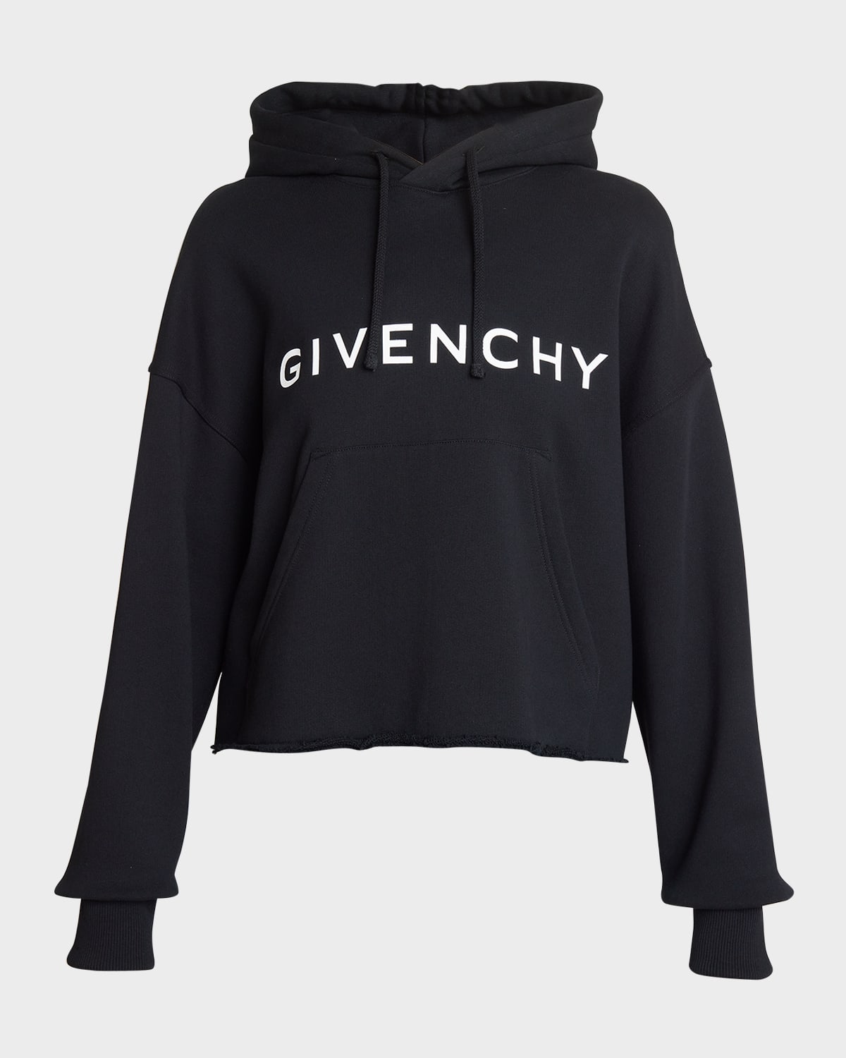 Givenchy Cropped Hoodie With Logo Print In Black