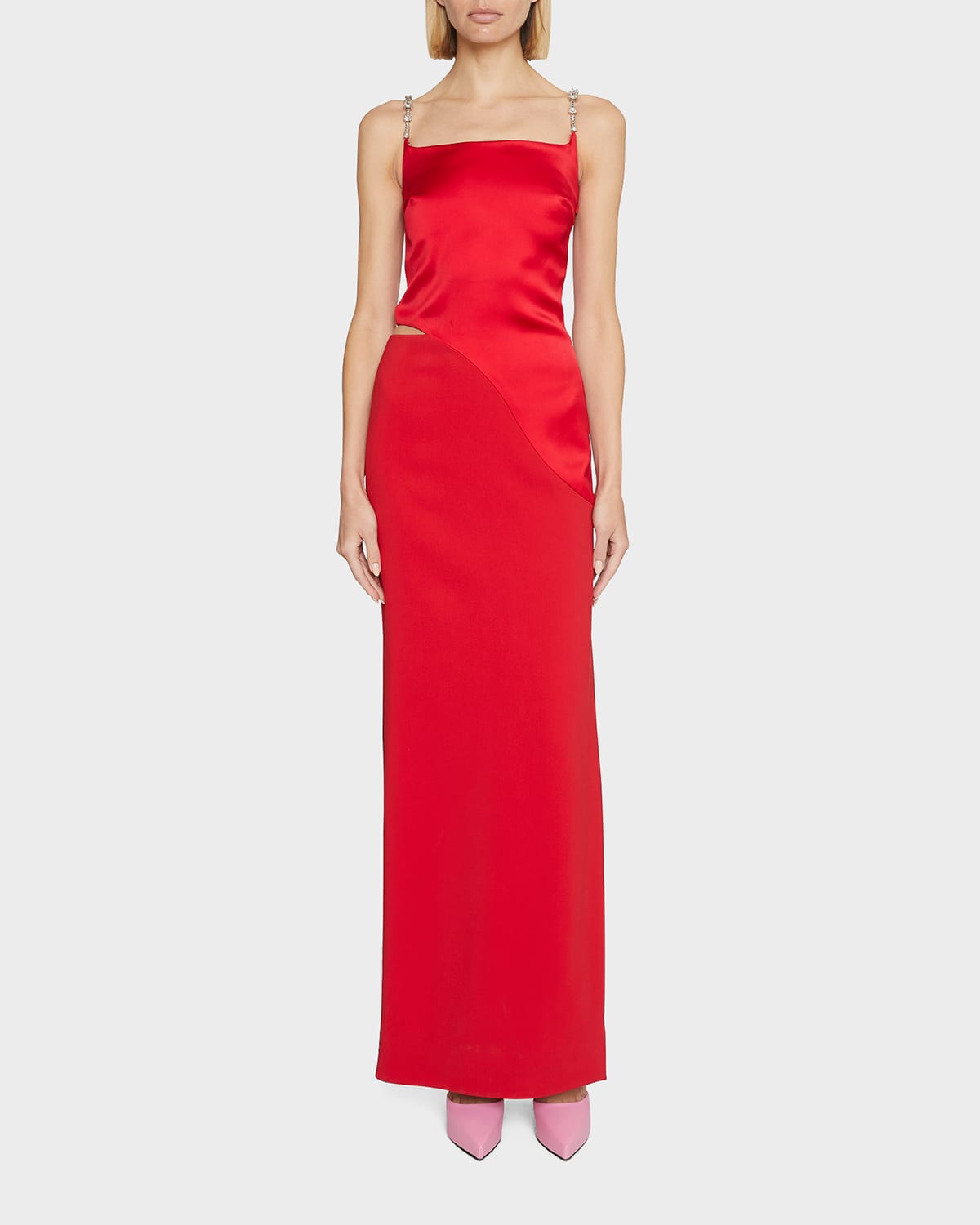 Givenchy Embellished Cutout Crepe And Satin Gown In Vermillon