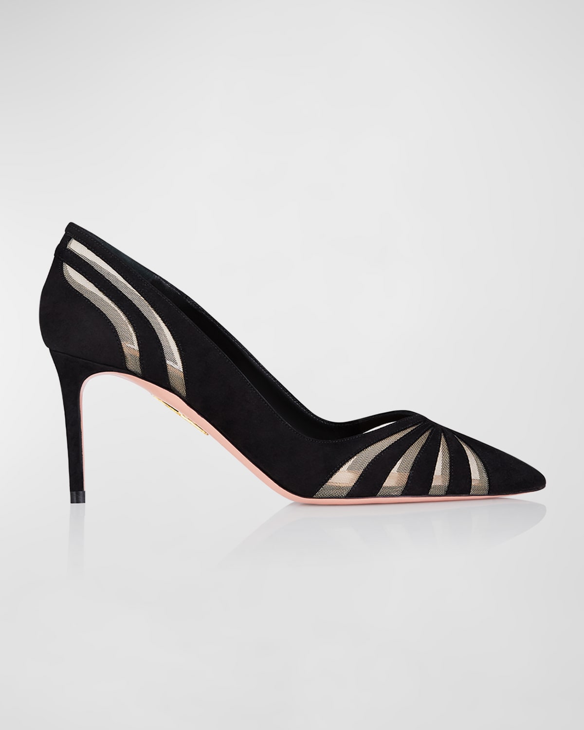 Shop Aquazzura The Spy Suede Mesh Pumps In Black