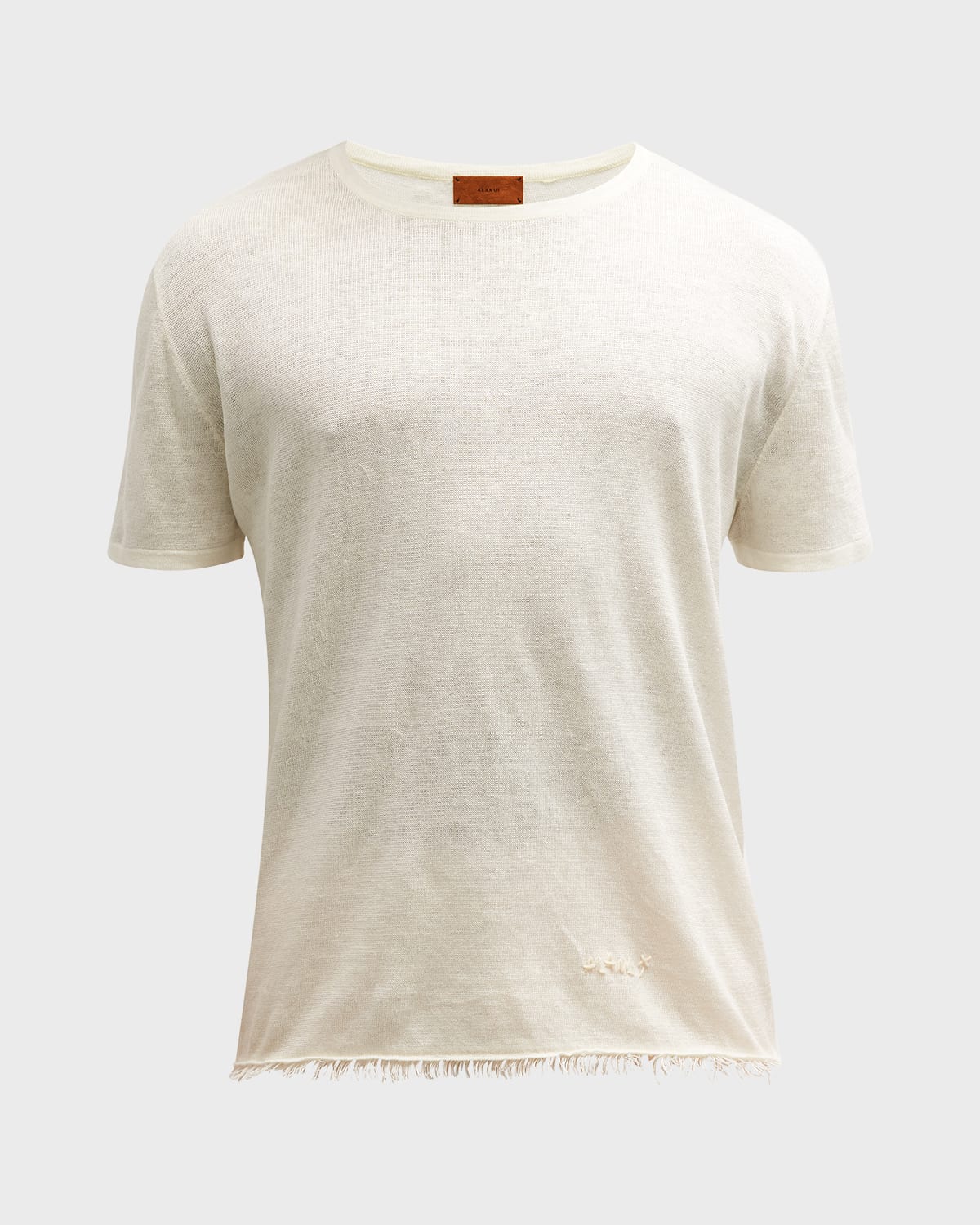Alanui Frayed-trim Linen T-shirt In Clotted Cream Cl