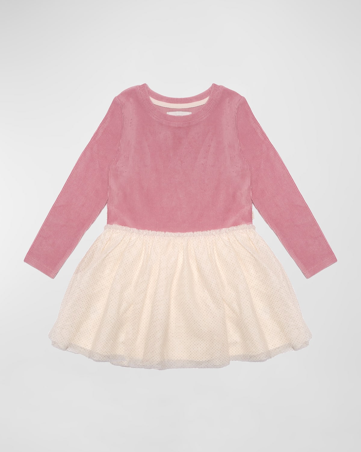 Sammy + Nat Kids' Girl's Callie Corduroy Tulle Dress In Pink