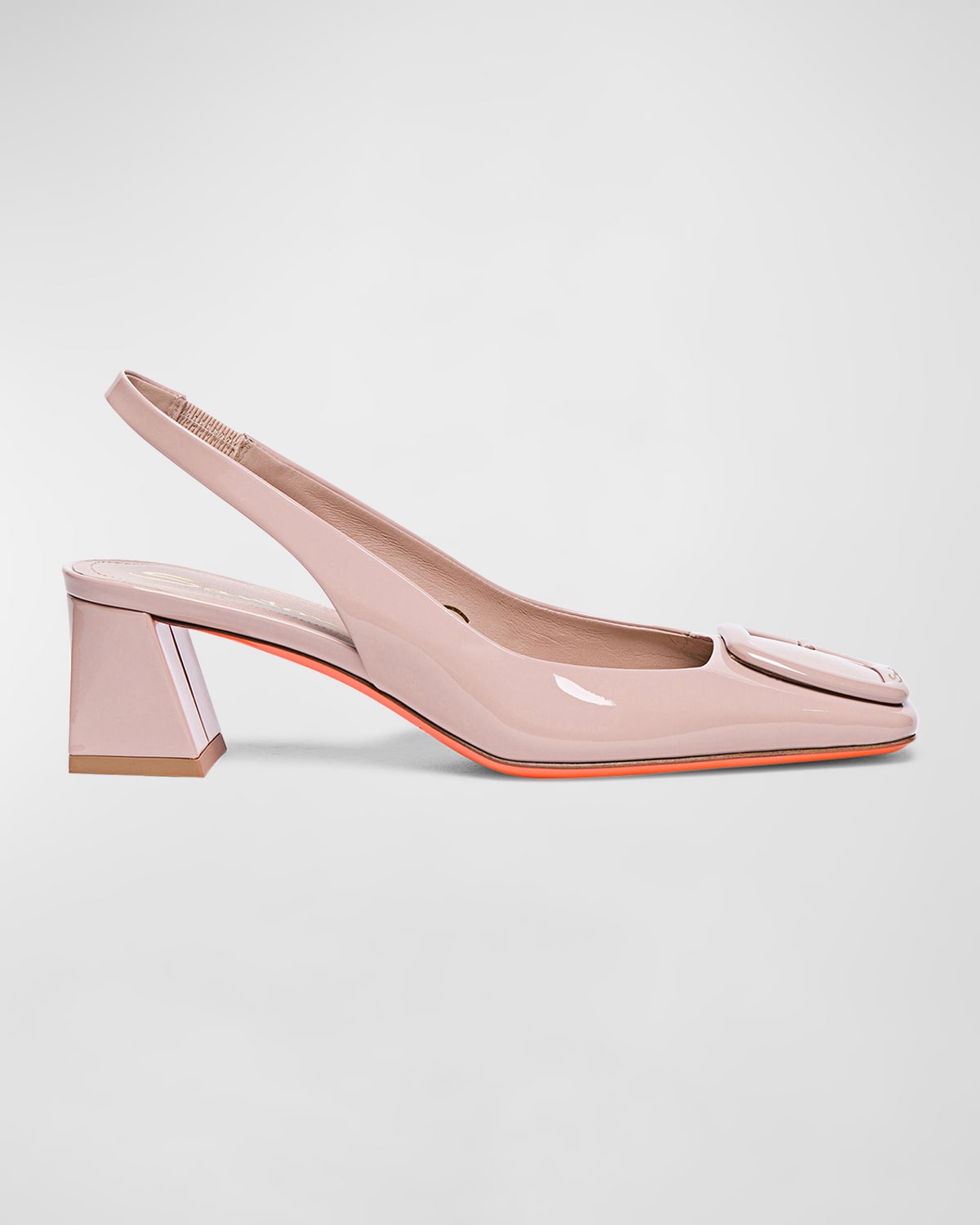 Shop Santoni Lemon Patent Buckle Slingback Pumps In Light Pink