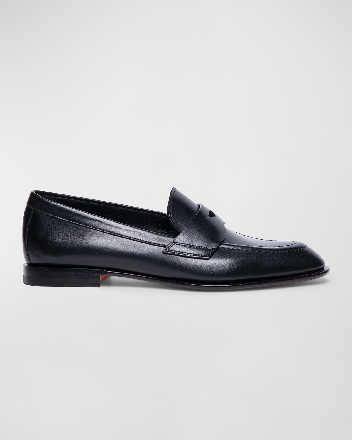 Santoni Famed Leather Penny Loafers In Black-n01