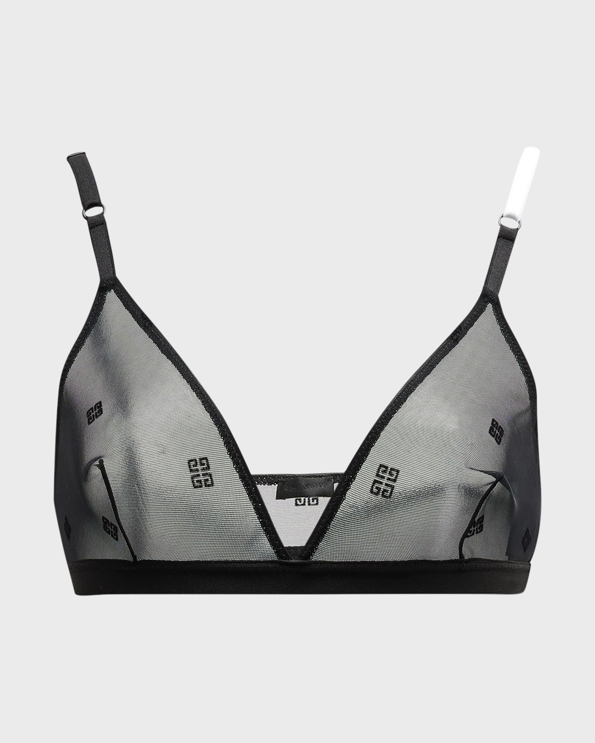 Shop Givenchy 4g Jacquard Mesh Triangle Bra In Black