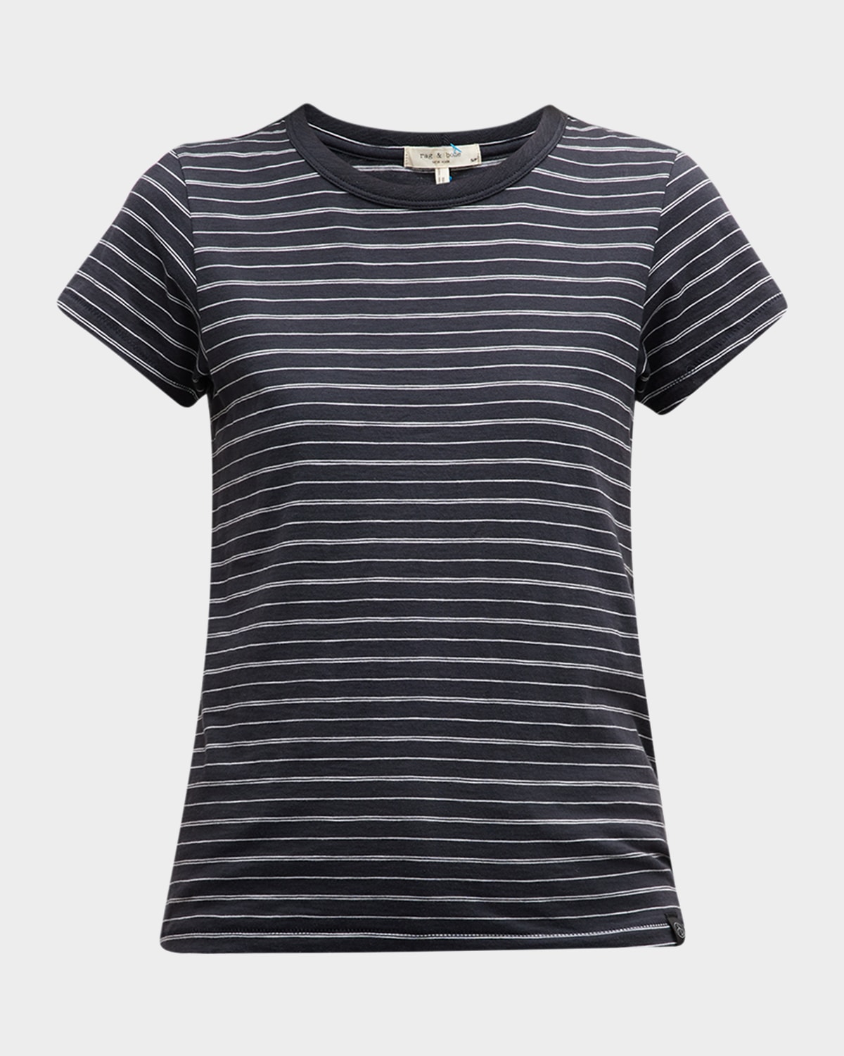Rag & Bone The Striped Baby Tee In Blackmult