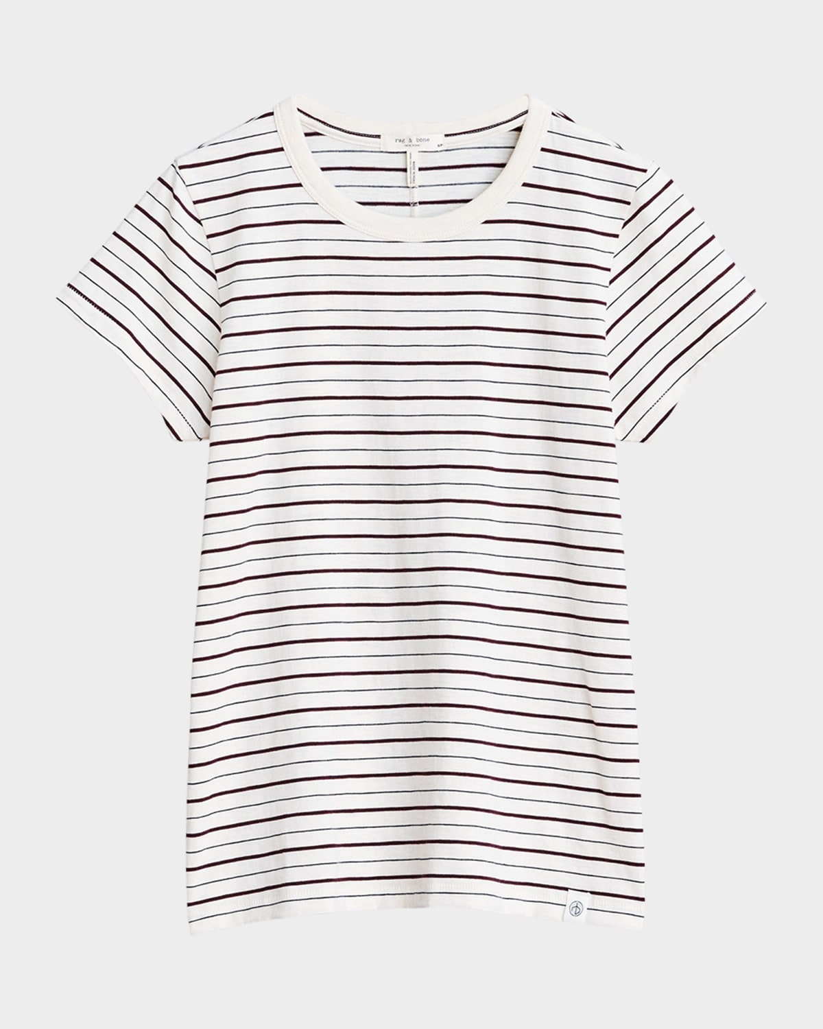Rag & Bone The Striped Baby Tee In Whitemult