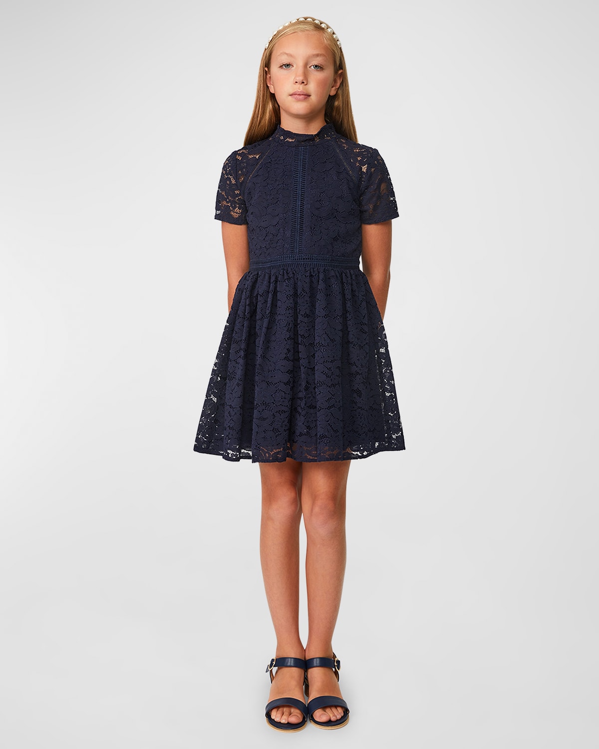 Girl's Mila Lace Layered Mini Dress, Size 7-14