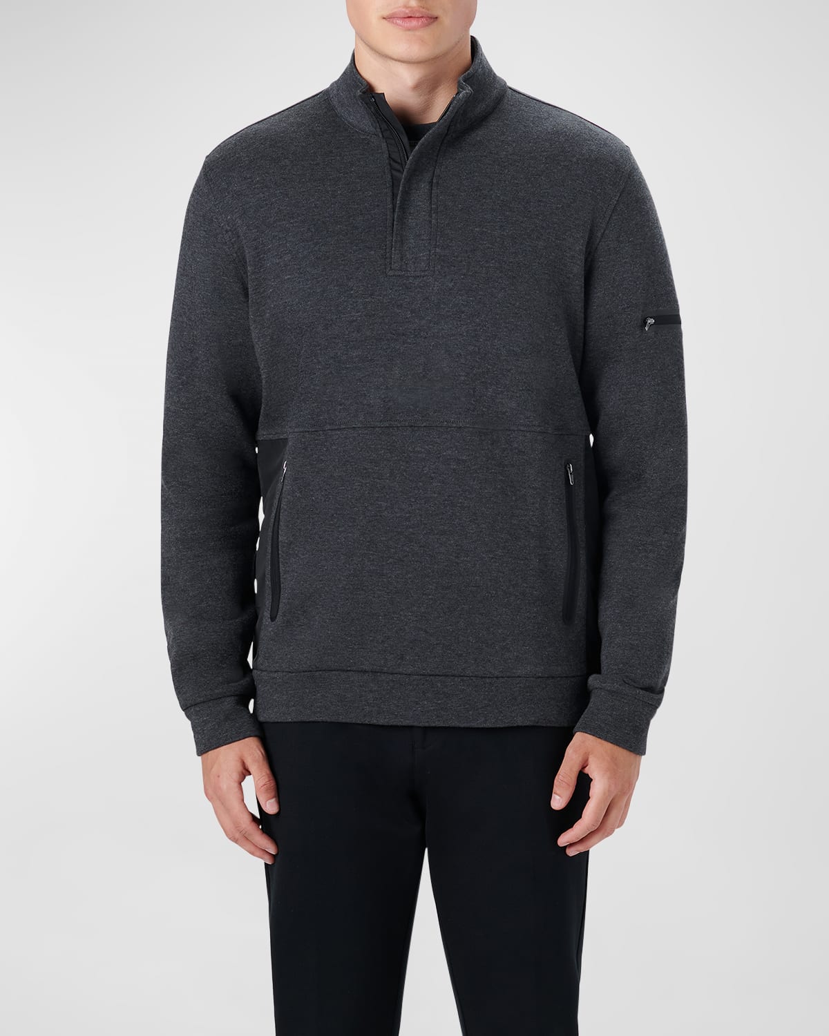 BUGATCHI MEN'S QUARTER-ZIP KNIT SWEATSHIRT