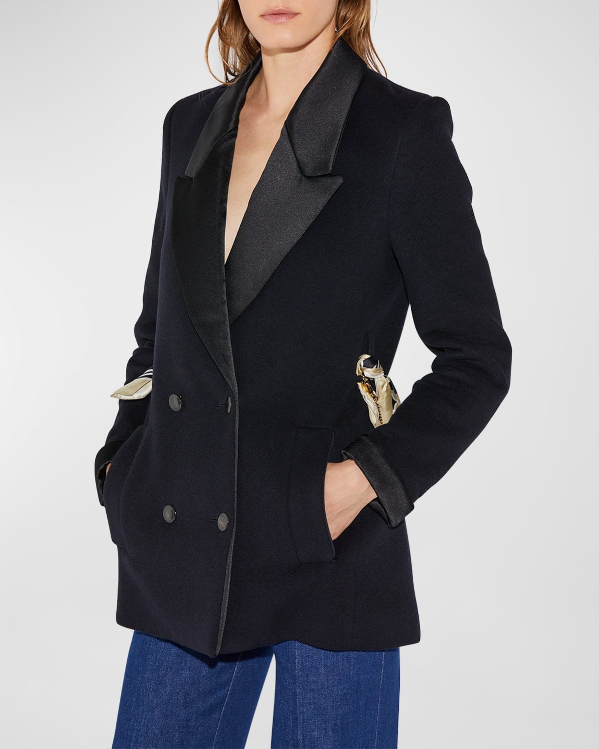 Shop Callas Milano Vittoria Peak-lapel Double-breasted Coat In Black