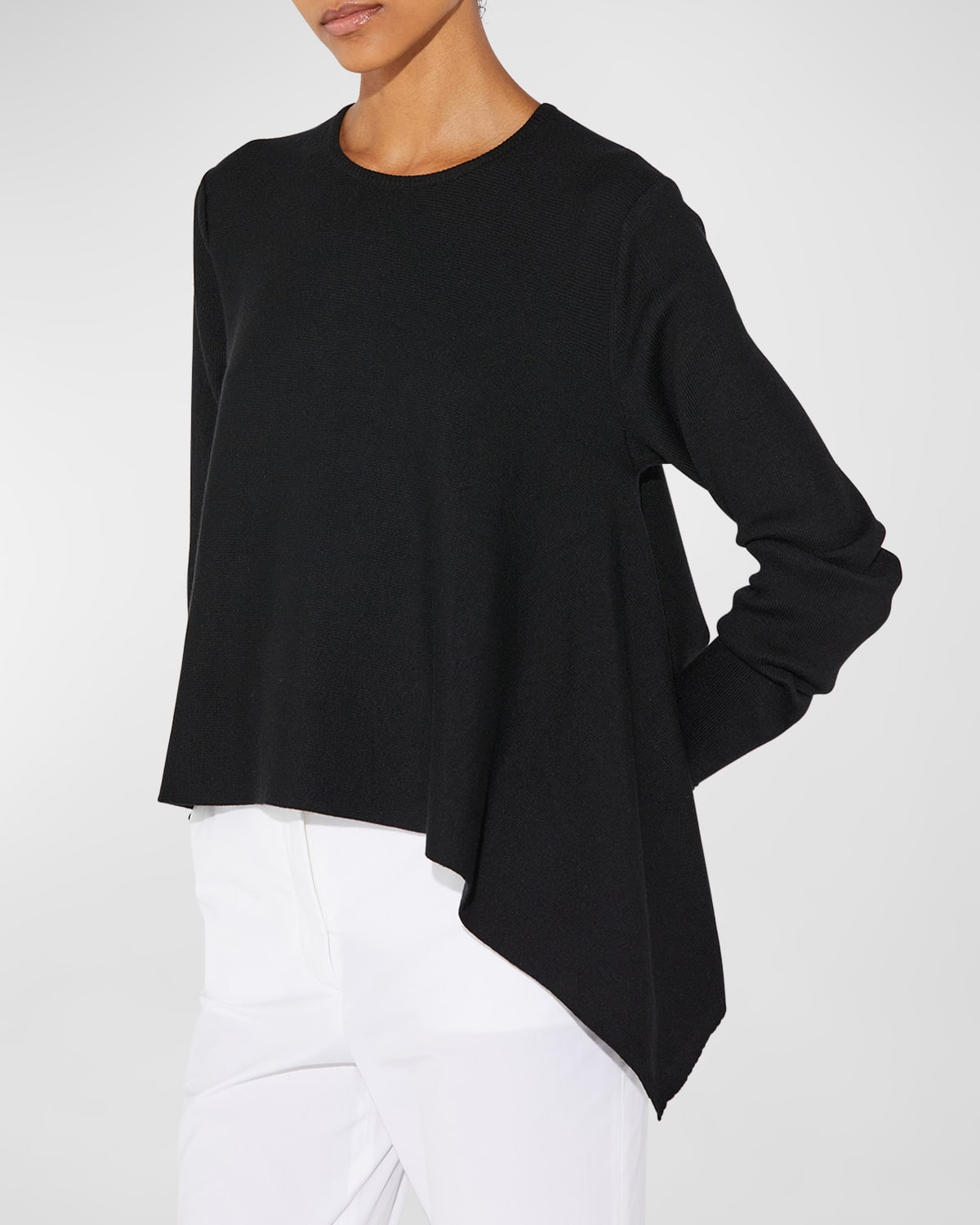 C Llas Heloise Draped Merino Wool Shirt In Black