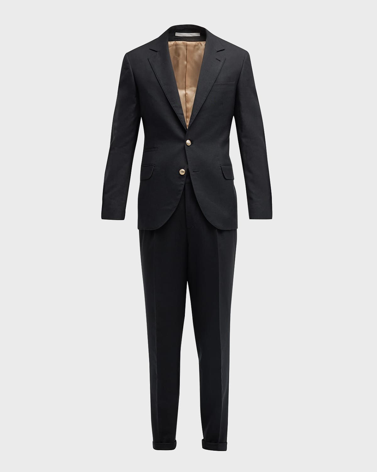 Brunello Cucinelli Men's Linen-wool Solid Suit In C025 Black