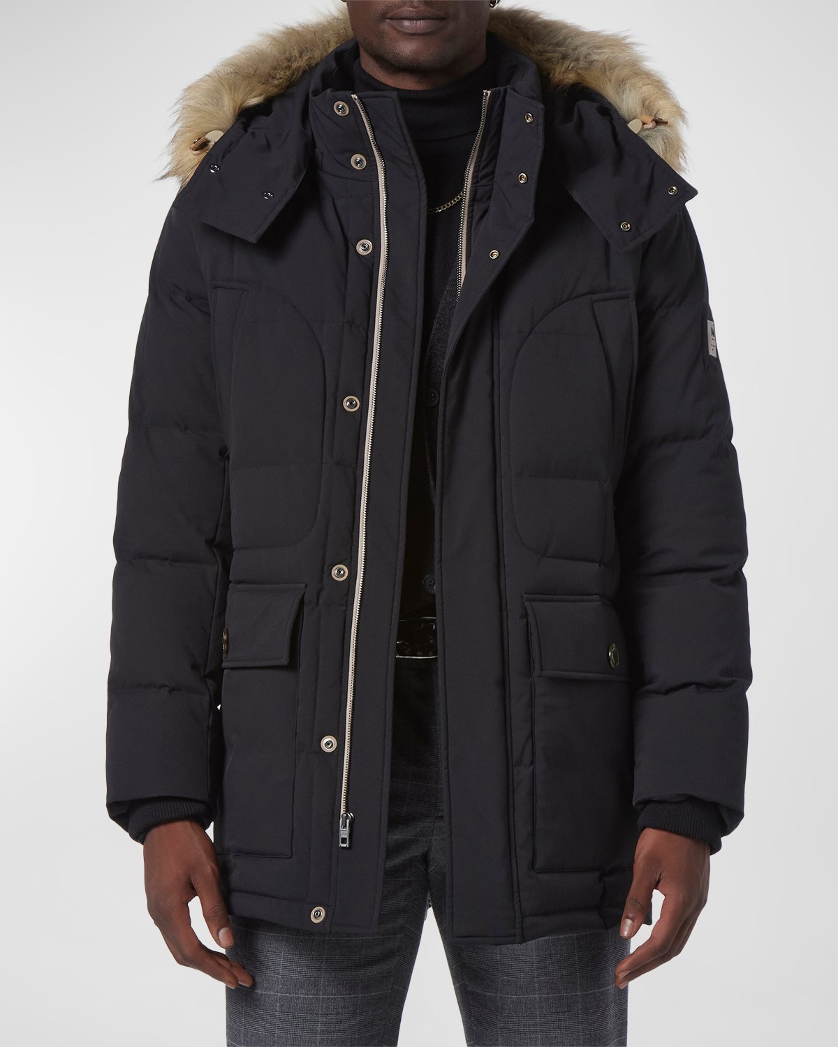 Andrew Marc Men's Olmstead Puffer Jacket w/ Faux Coyote Fur