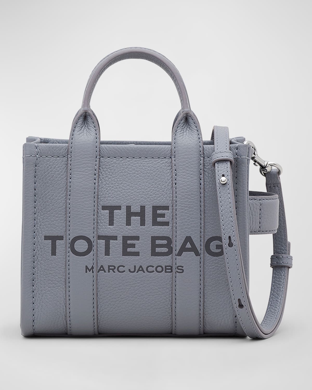 Marc Jacobs The Leather Mini Tote Bag In Wolf Grey