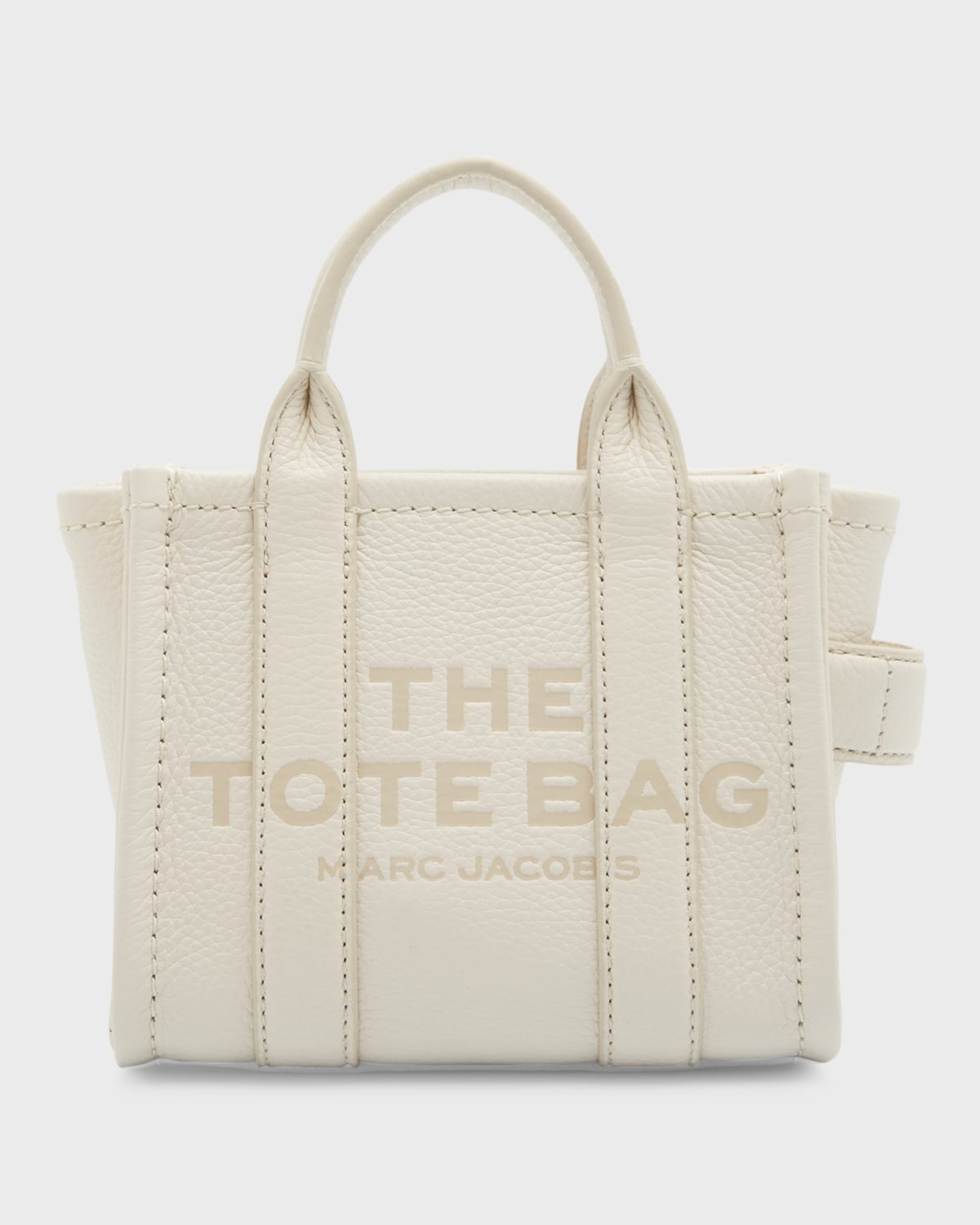 Marc Jacobs The Leather Mini Tote Bag In Cotton/silver