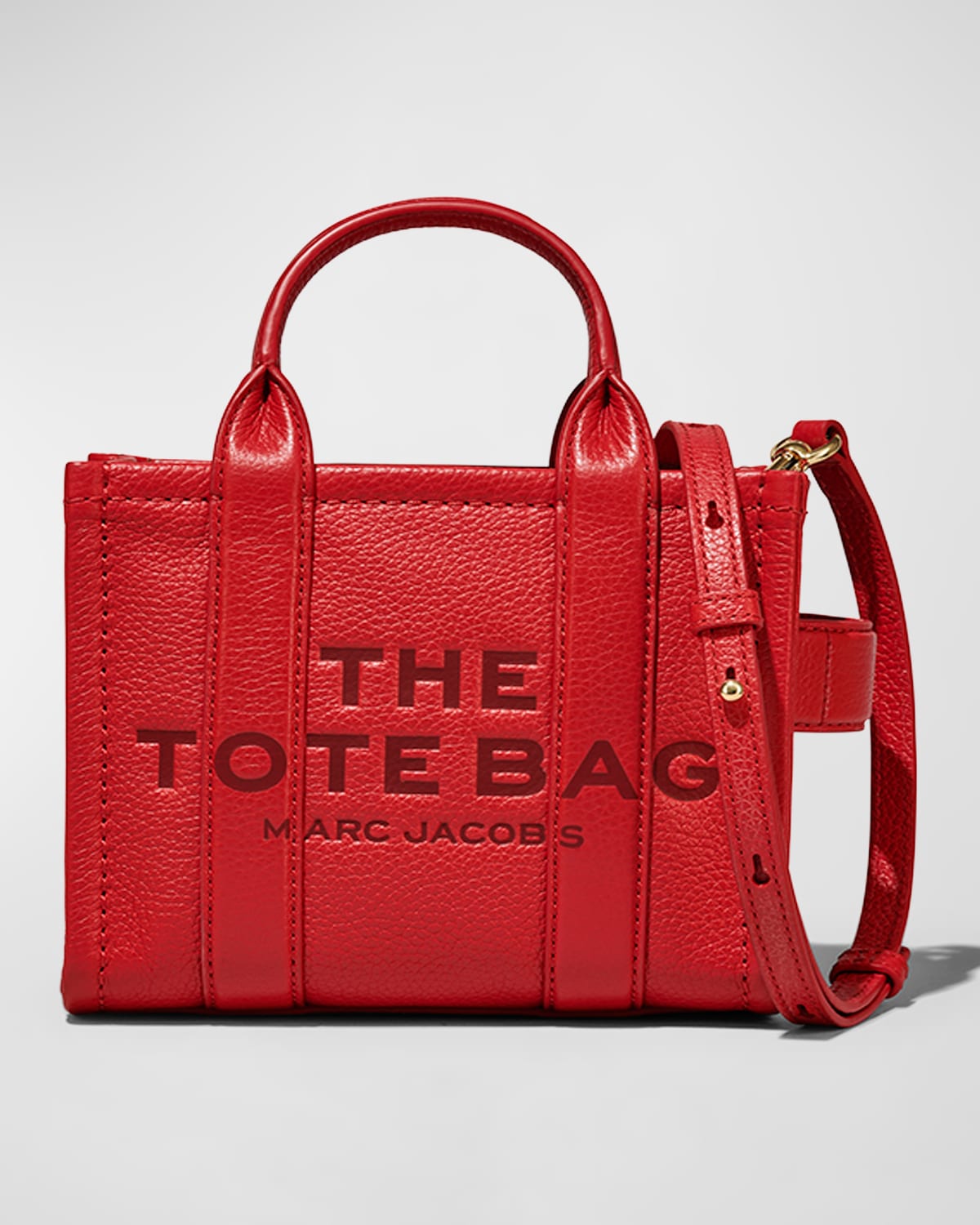 Marc Jacobs The Leather Micro Tote In True Red