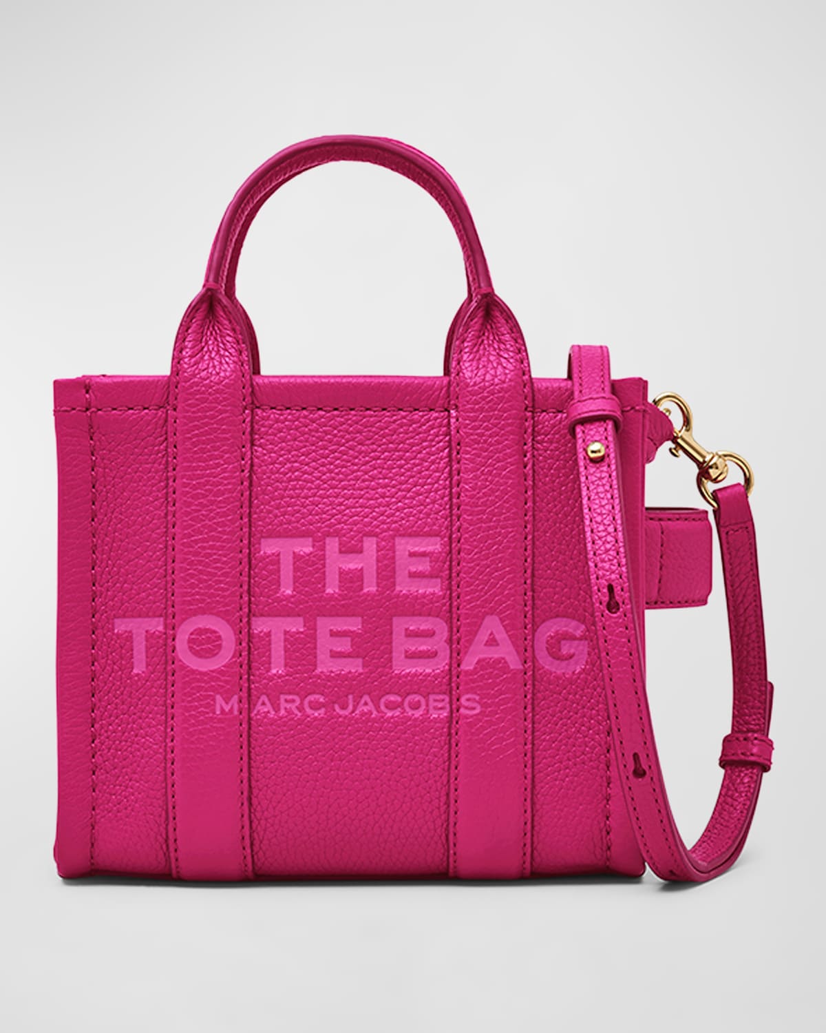 Marc Jacobs The Leather Mini Tote Bag In Lipstick Pink
