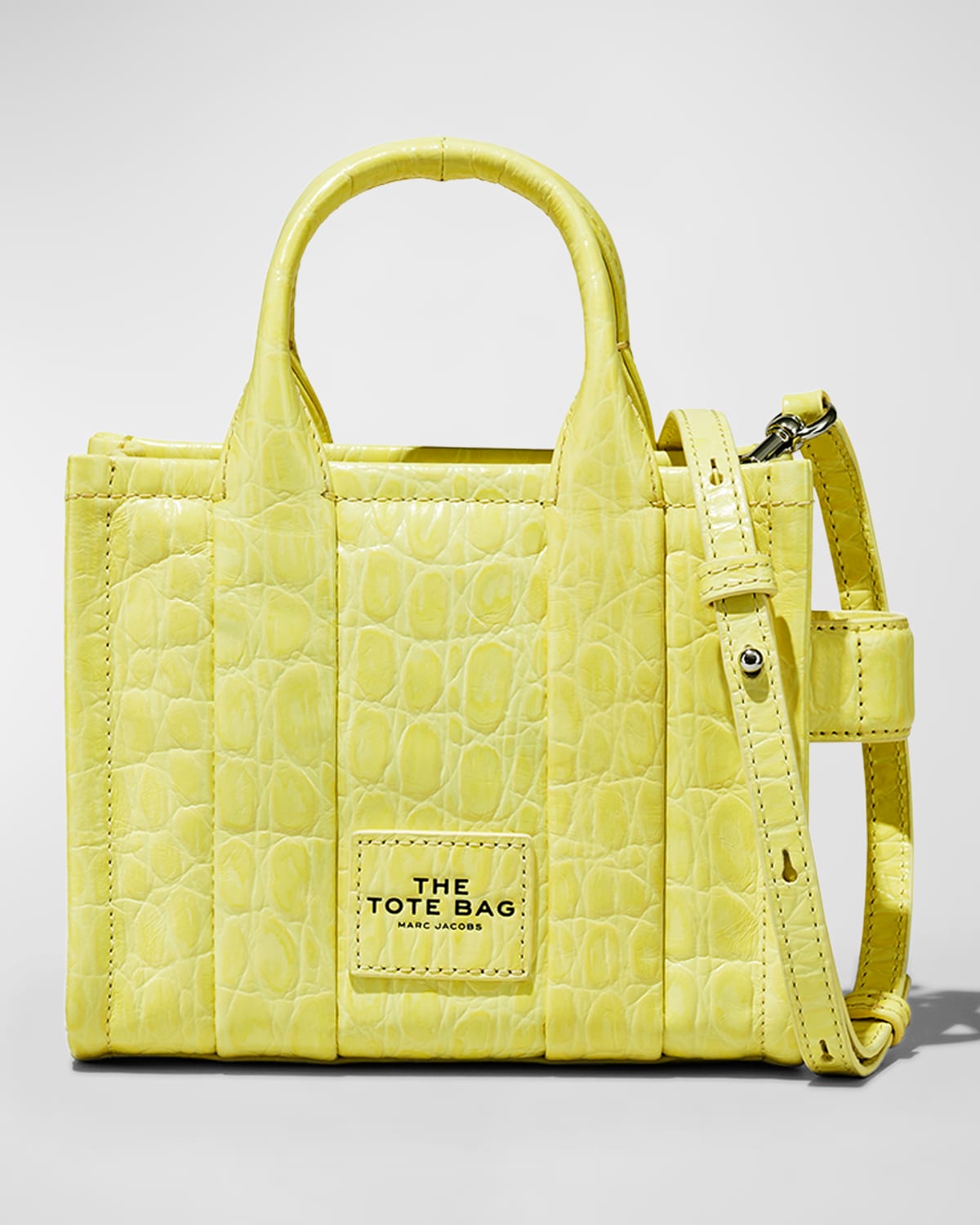 Marc Jacobs The Micro Crocembossed Tophandle Bag In Tender Yellow