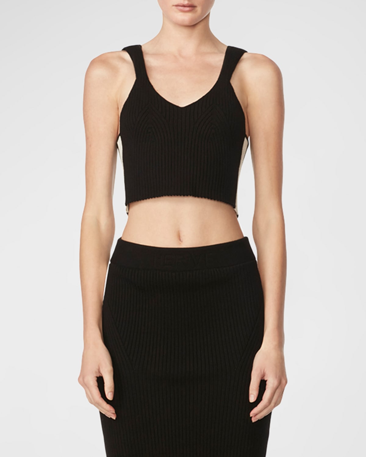 Herve By Herve Leger Fully-Fashioned Ribbed Crop Top