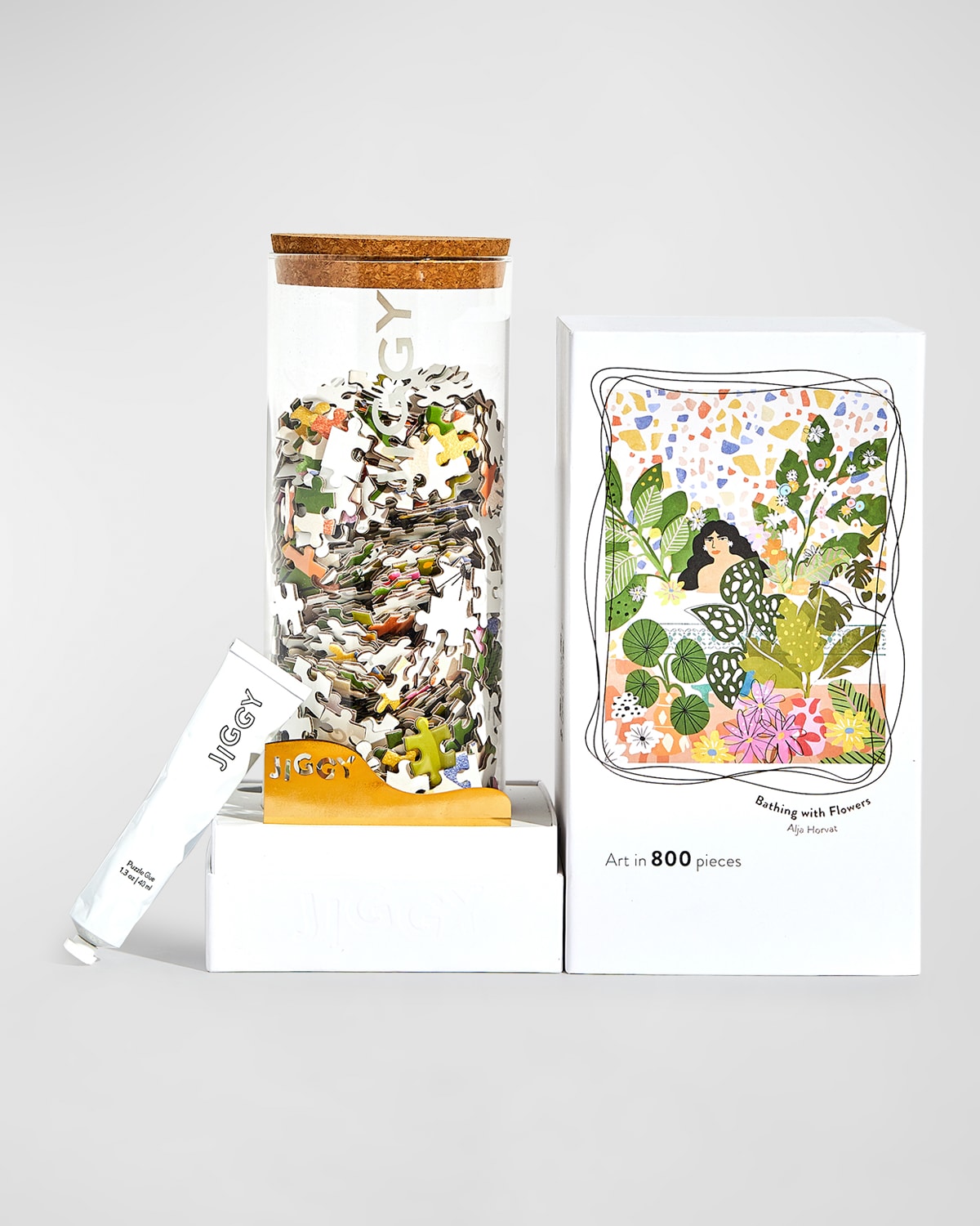 Bathing With Flowers, Alja Horvat - 800 Piece Decorative Artwork Puzzle + Puzzle Glue Kit