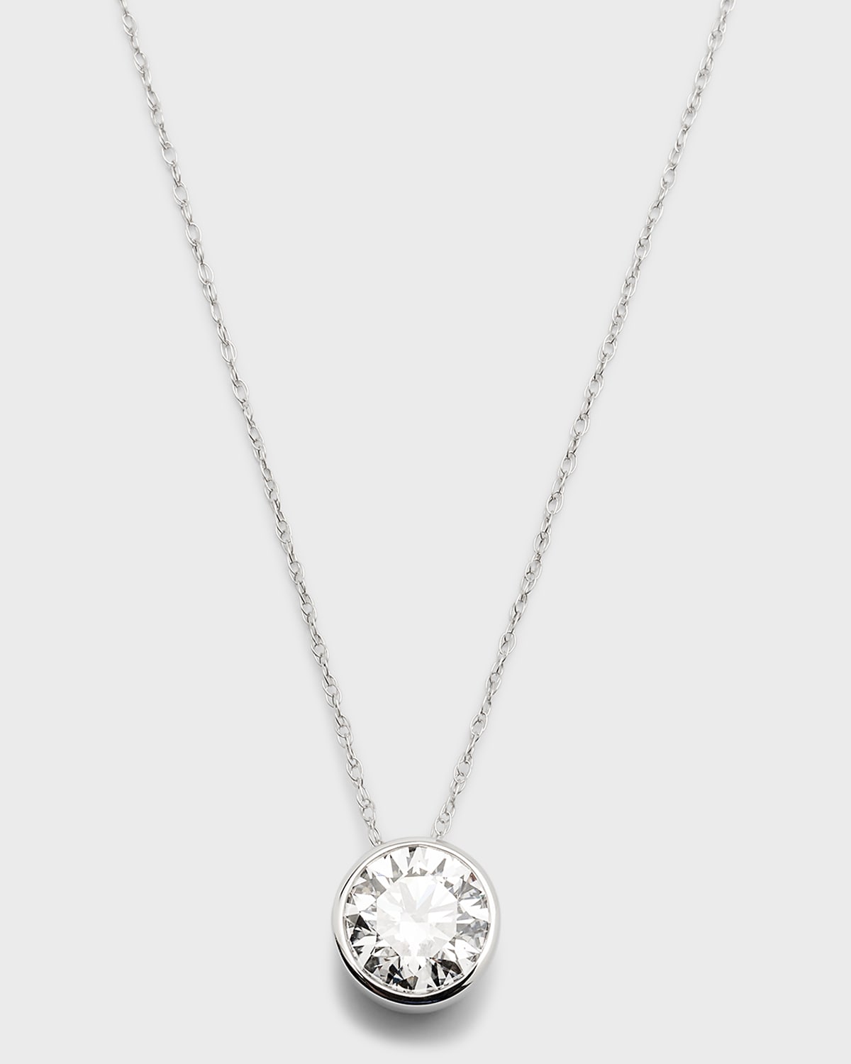 Lab Grown Diamond 18K White Gold Round Pendant