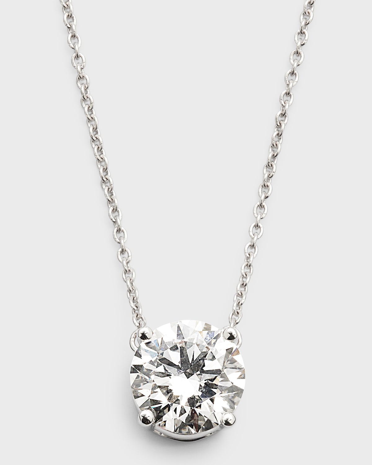 Lab Grown Diamond 18K White Gold Round Pendant Necklace