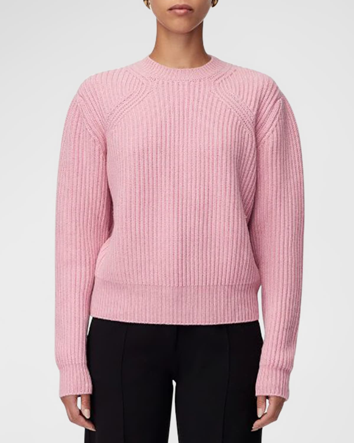 Another Tomorrow Women's Cashmere-wool Rib-knit Sweater In Orchid