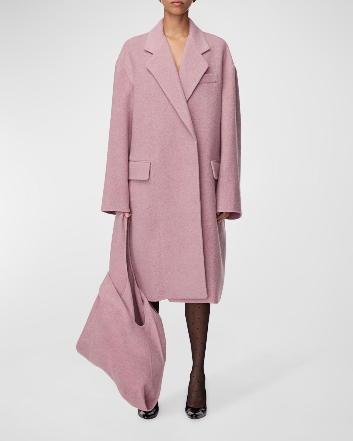 Oversized Double-Breasted Recycled Wool Coat
