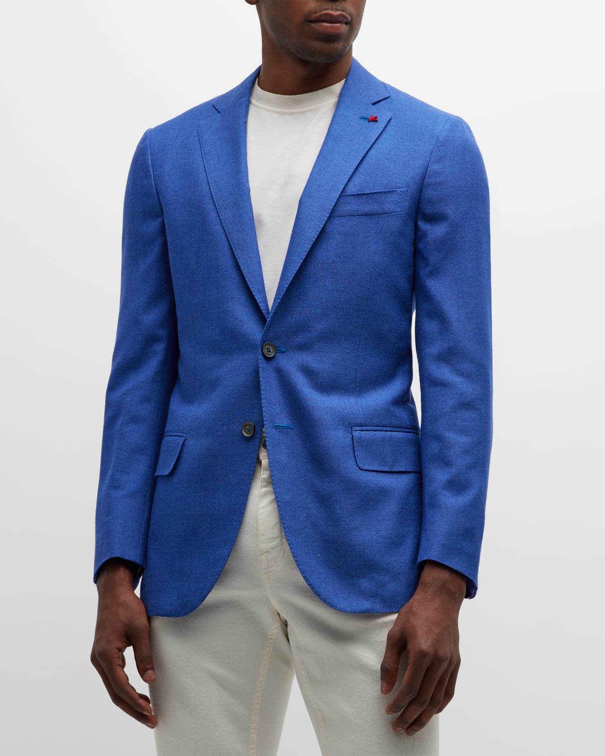 Isaia Men's Solid Silk-blend Blazer In Bright Blue