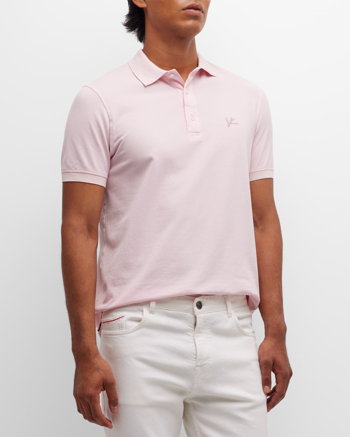 Isaia Men's Cotton Pique Polo Shirt In Pink