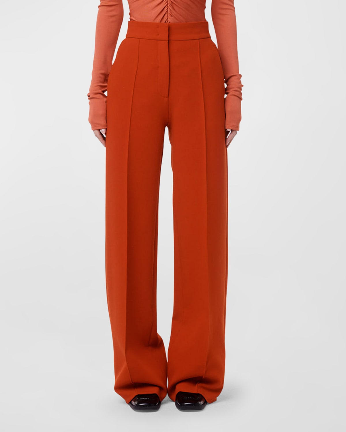 Shop Another Tomorrow Doppio Wide-leg Pants In Sedona Red