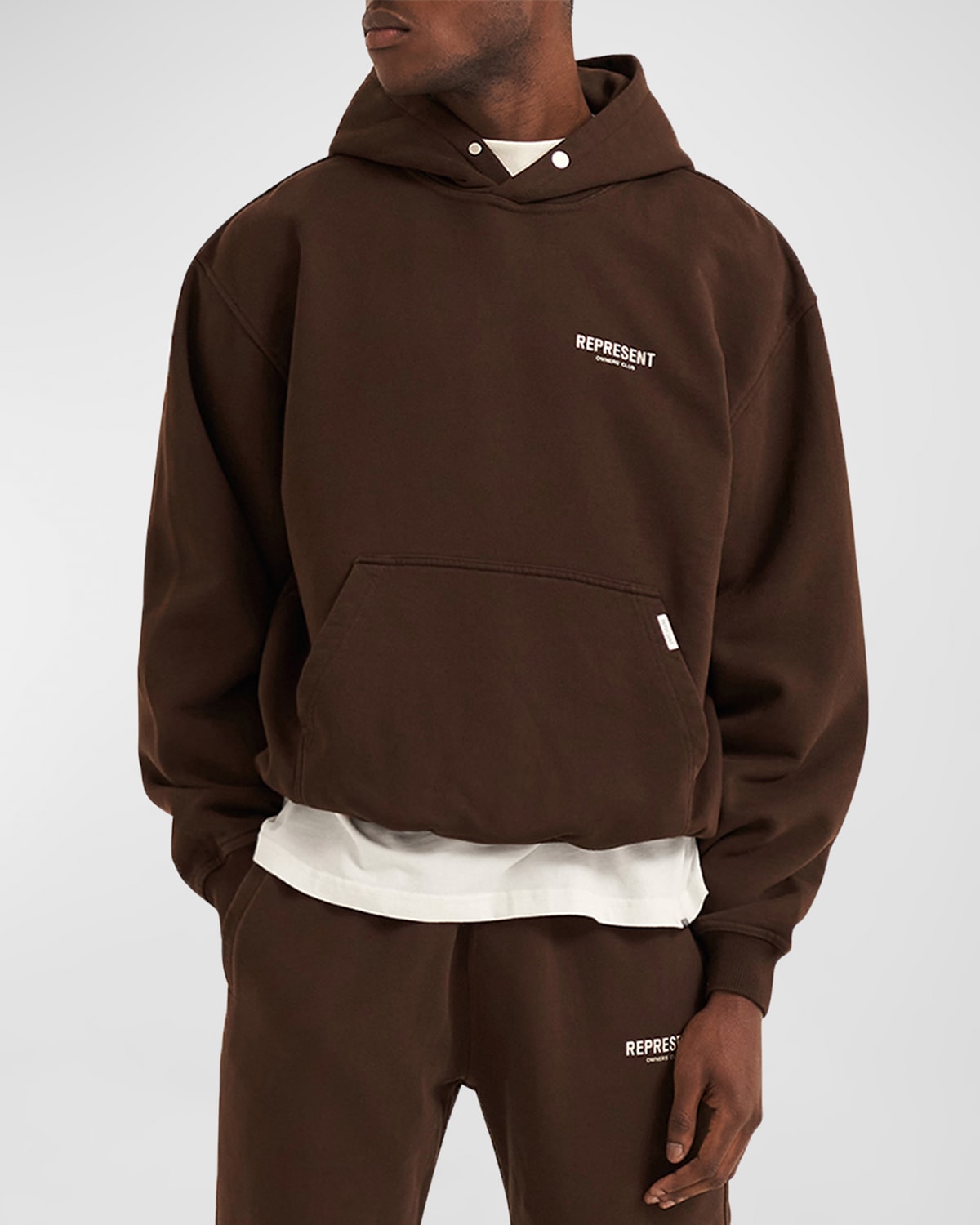 Represent Owners Club Logo Cotton Hoodie In Vintage Brown