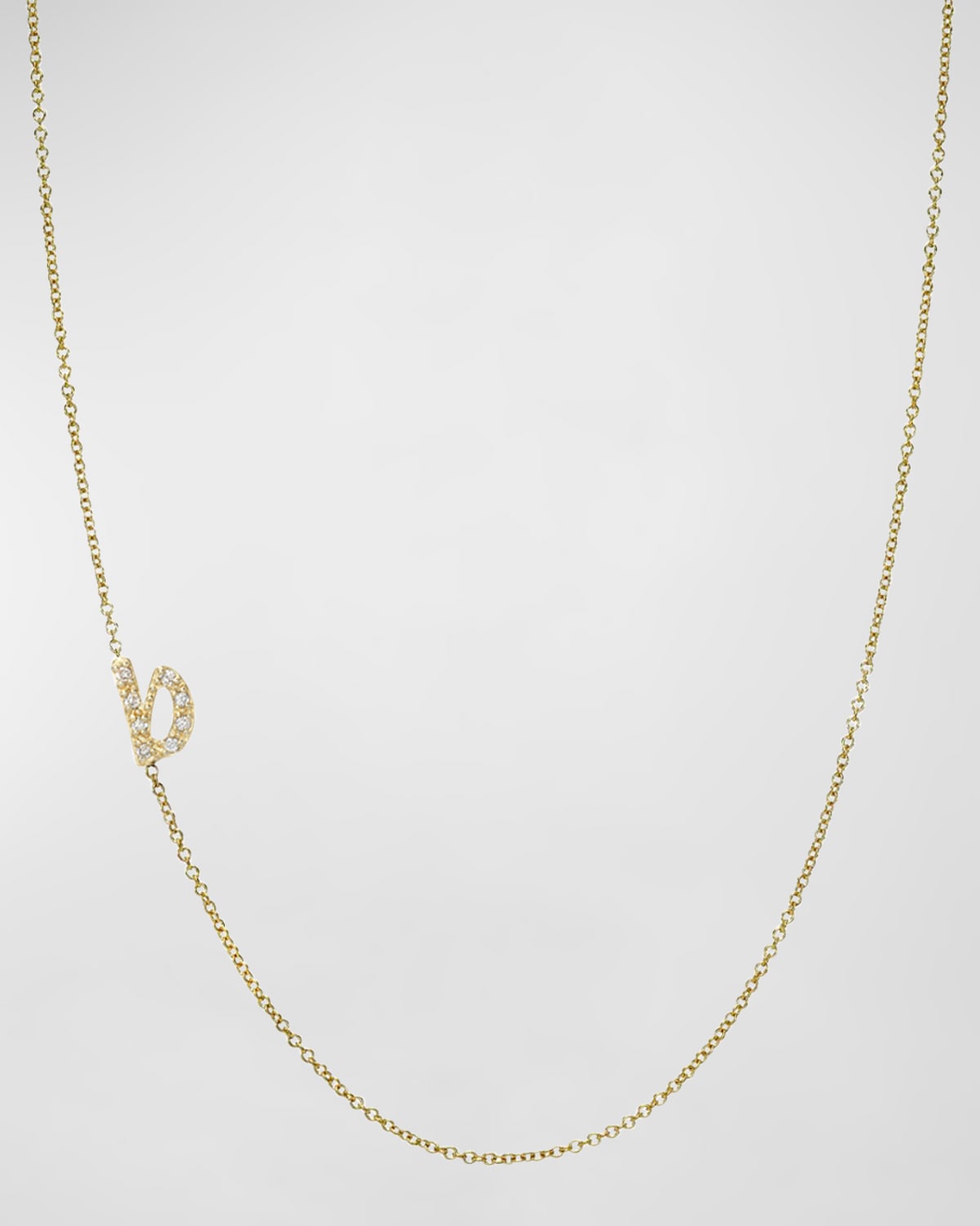 Zoe Lev Jewelry 14k Gold Diamond Mini Script Initial Pendant Necklace In B