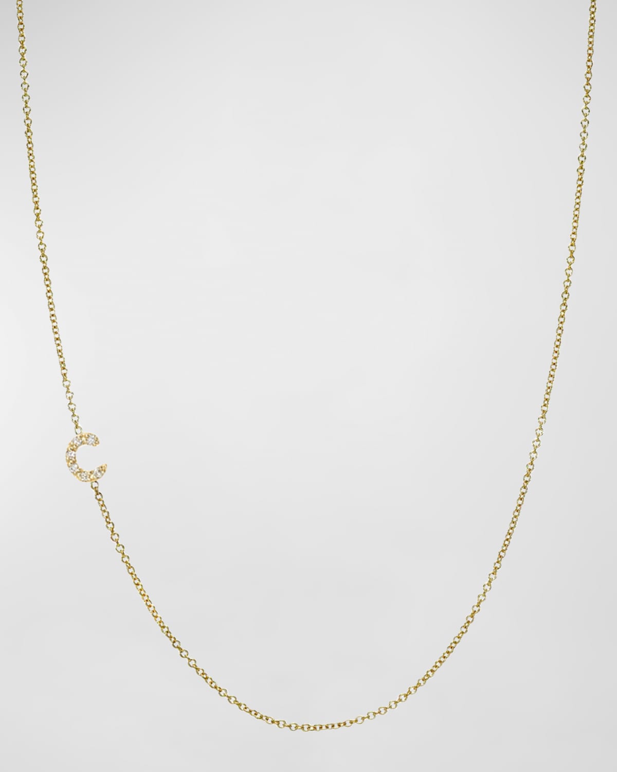 14K Gold Diamond Mini Script Initial Pendant Necklace