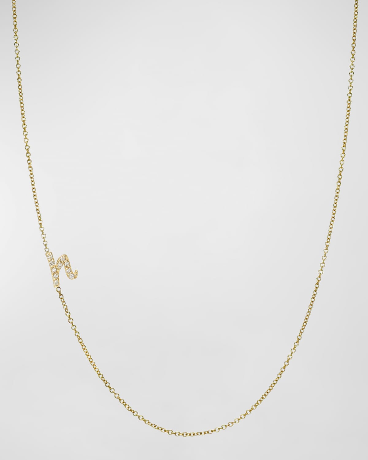 Zoe Lev Jewelry 14k Gold Diamond Mini Script Initial Pendant Necklace In H