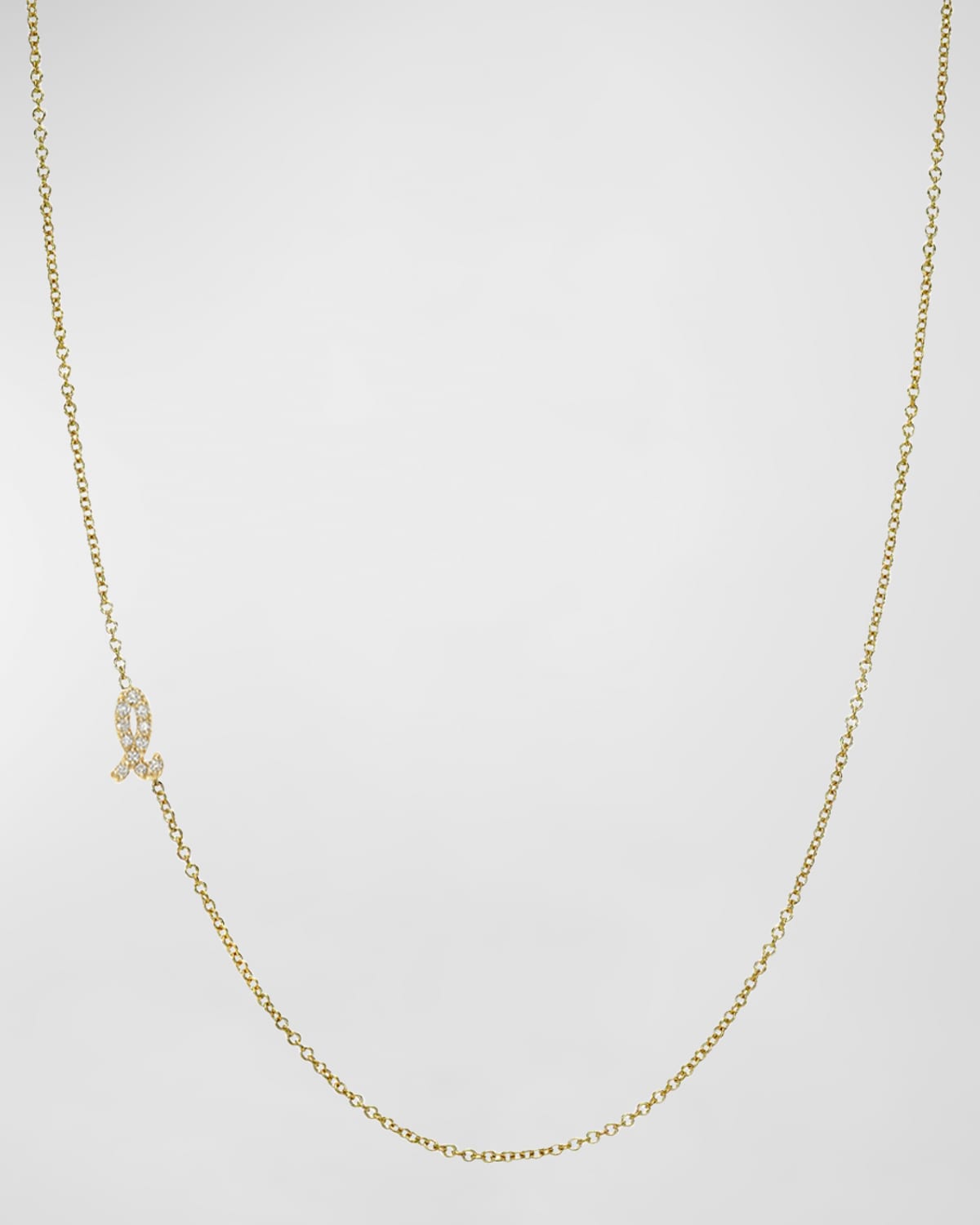 Zoe Lev Jewelry 14k Gold Diamond Mini Script Initial Pendant Necklace In L