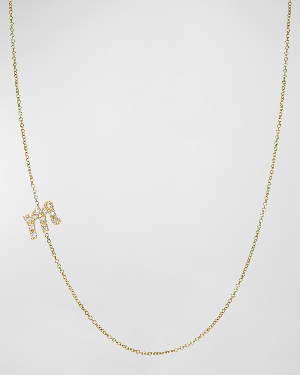 Zoe Lev Jewelry 14k Gold Diamond Mini Script Initial Pendant Necklace