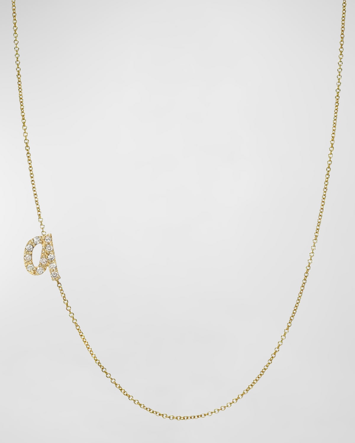 Zoe Lev Jewelry 14k Gold Diamond Mini Script Initial Pendant Necklace In Q