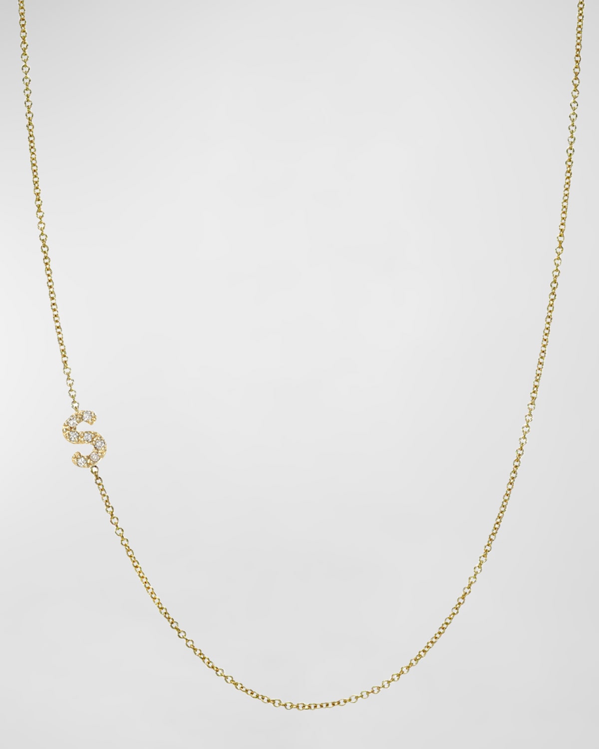 Zoe Lev Jewelry 14k Gold Diamond Mini Script Initial Pendant Necklace