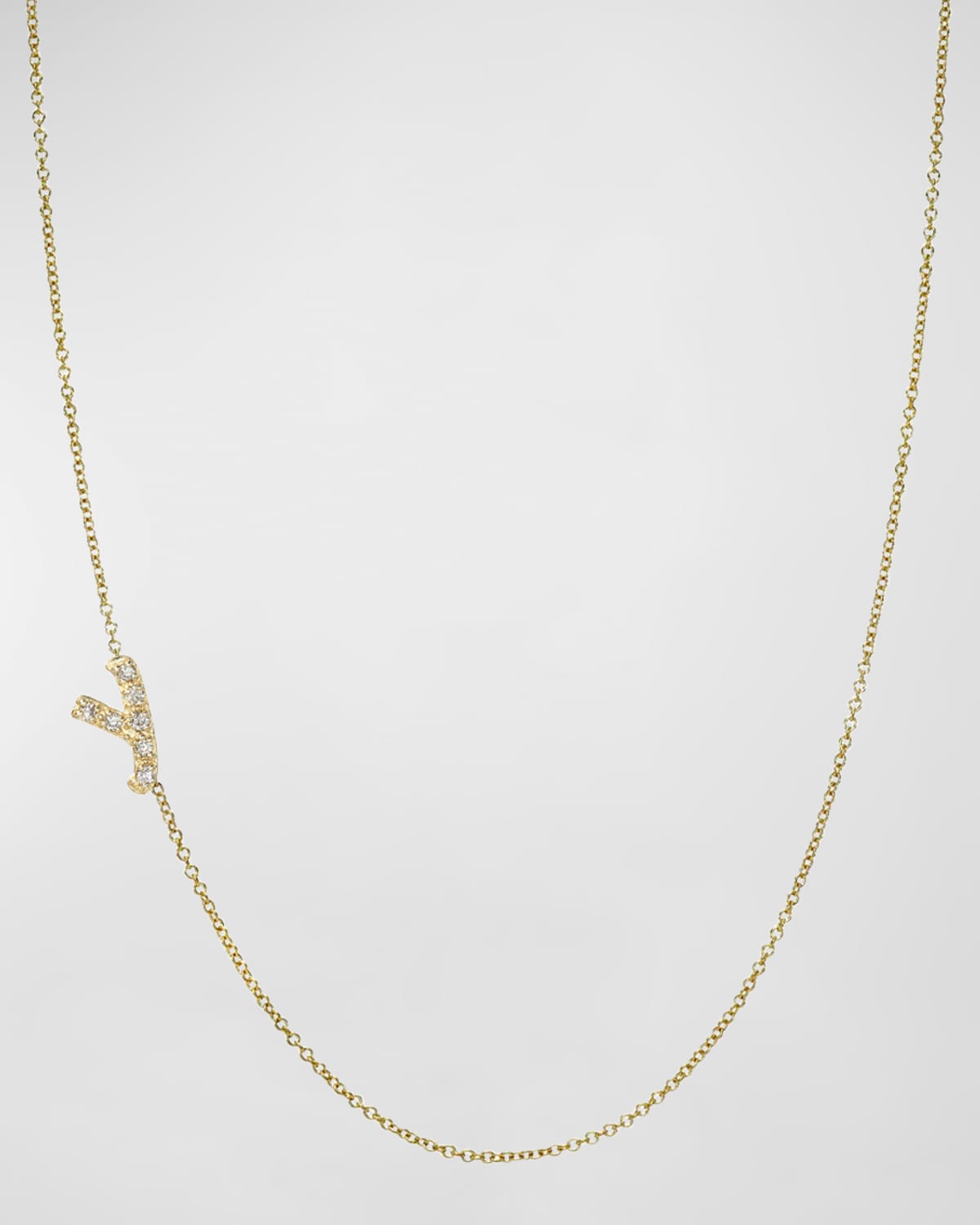 Zoe Lev Jewelry 14k Gold Diamond Mini Script Initial Pendant Necklace In Y