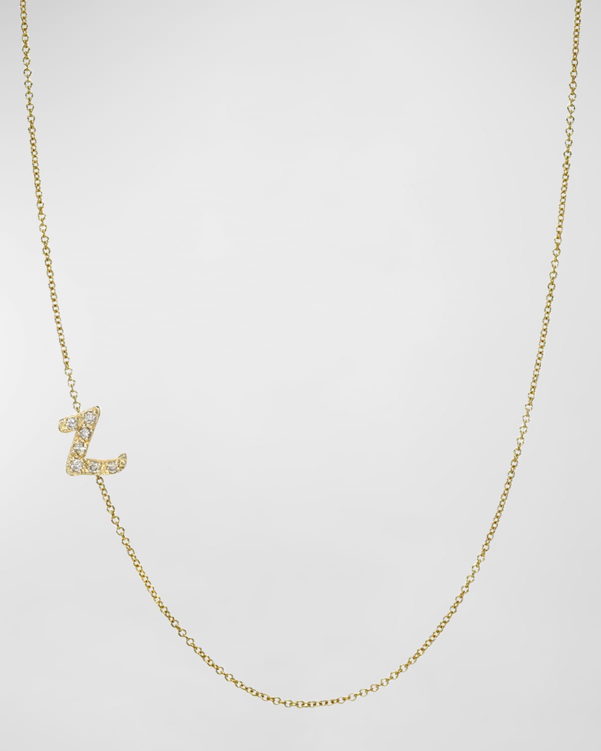 14K Gold Diamond Mini Script Initial Pendant Necklace