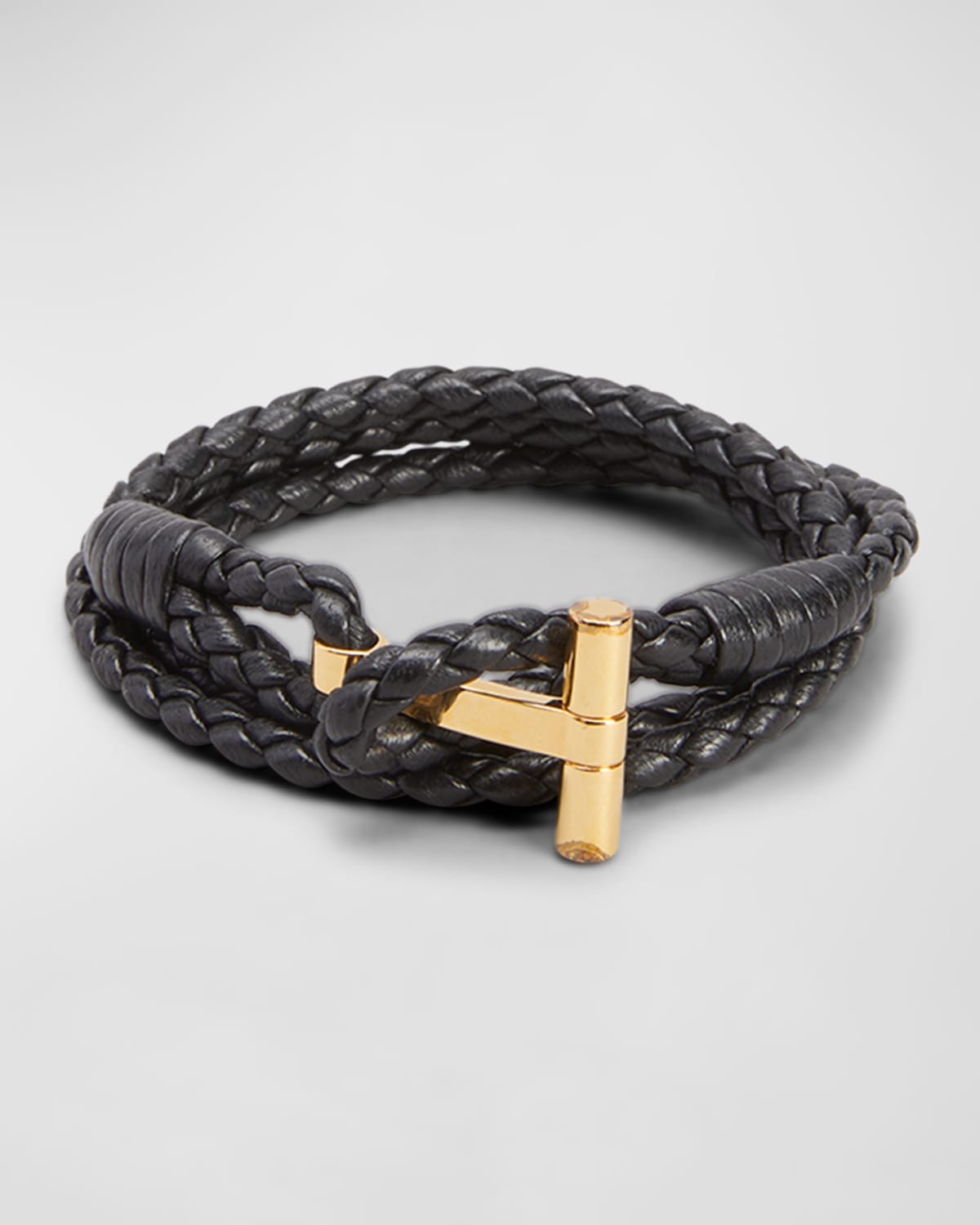 Men's Scoubidou T-Logo Woven Leather Wrap Bracelet
