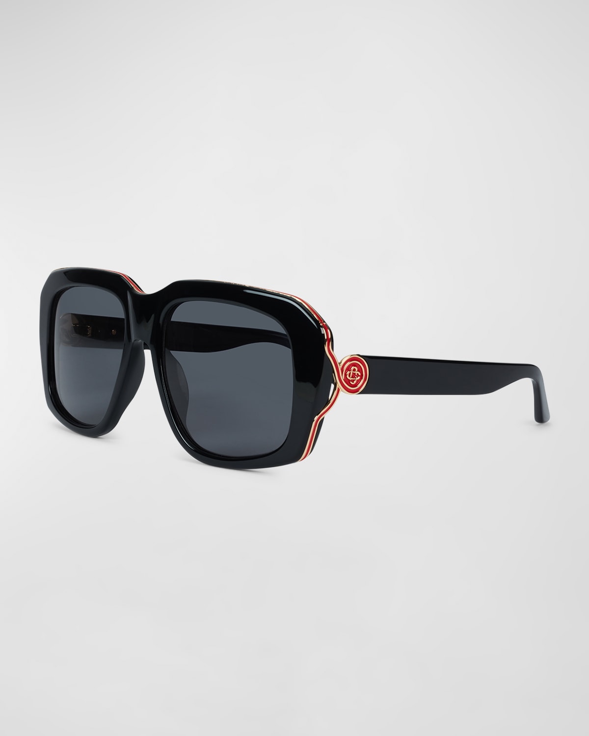 Contrast Rim Logo Square Acetate & Nylon Sunglasses