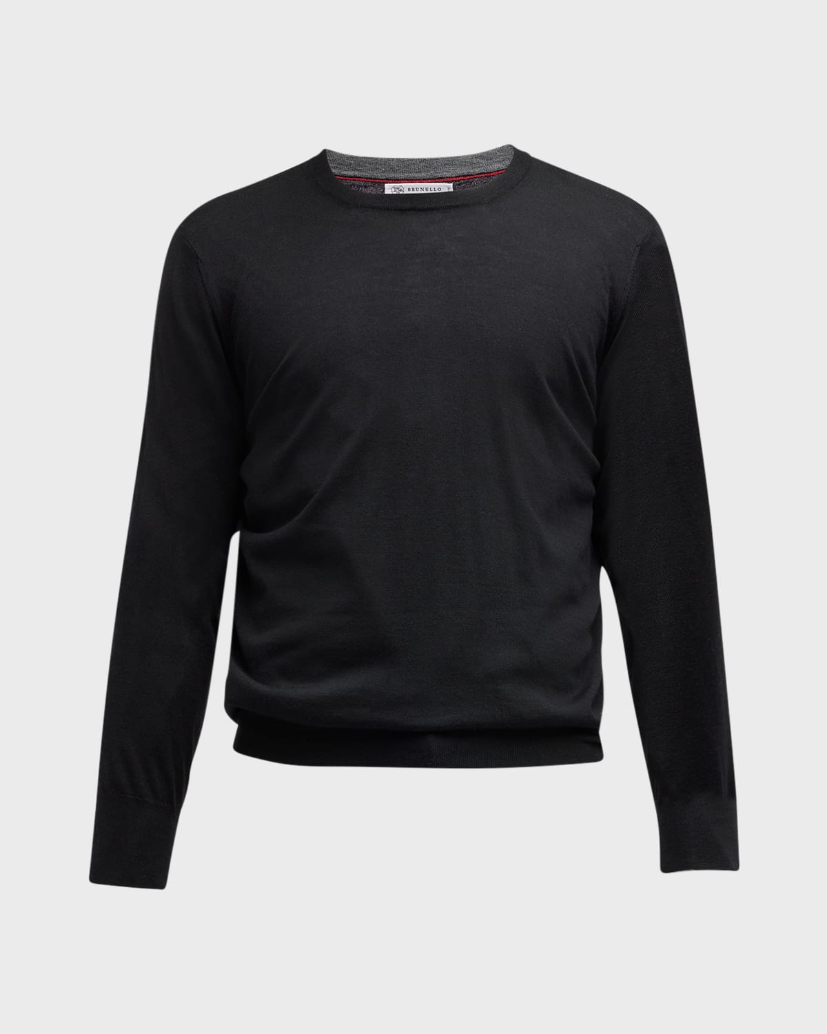 Brunello Cucinelli Wool & Cashmere Knit Crewneck Jumper In Black