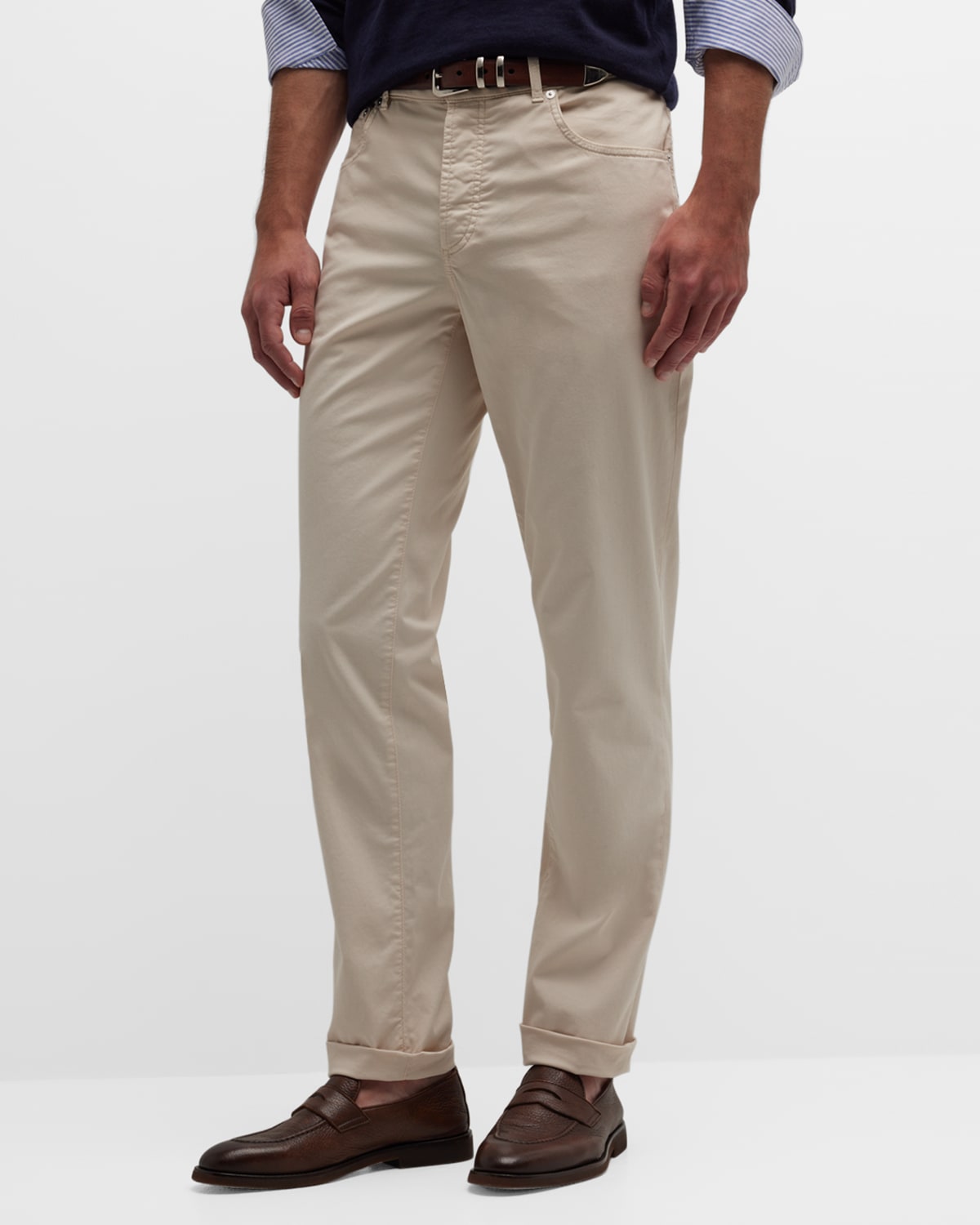 Brunello Cucinelli Men's Cotton-stretch 5-pocket Pants In C5797 Off Whte