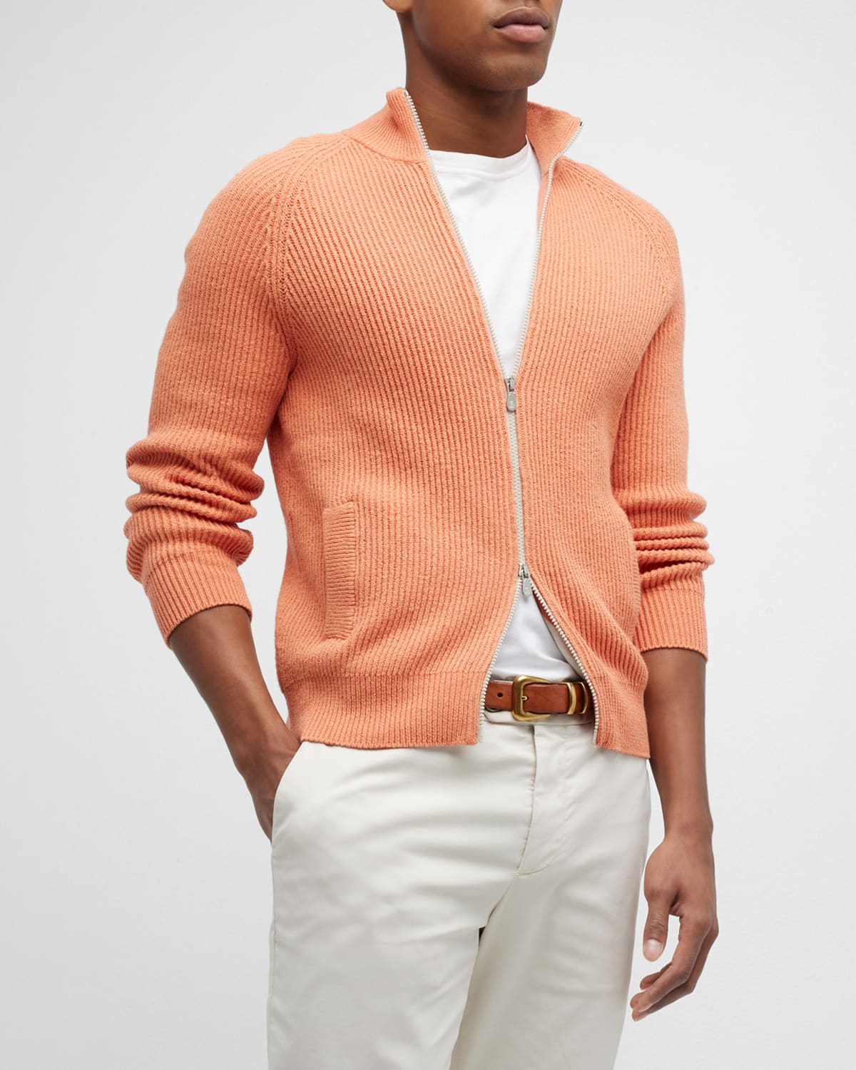 Men's ribbed full zip sweater 2025