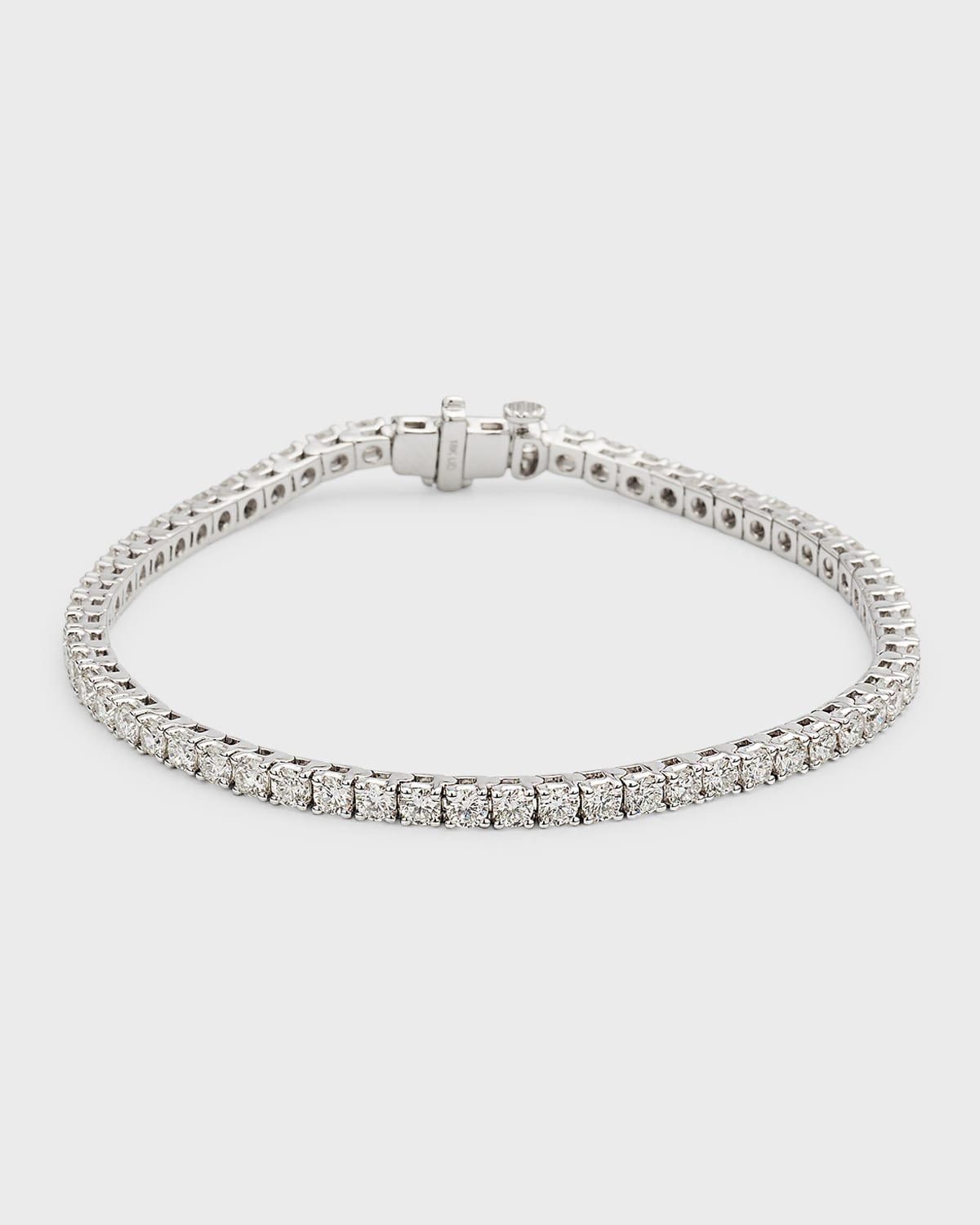18K White Gold Round Diamond Bracelet, 7"L
