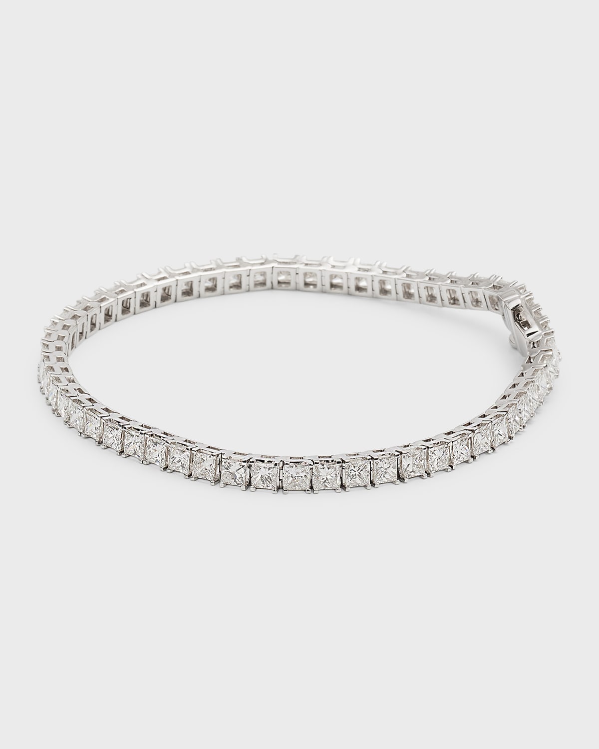 18K White Gold Princess Diamond Bracelet, 7"L, 8.0tcw